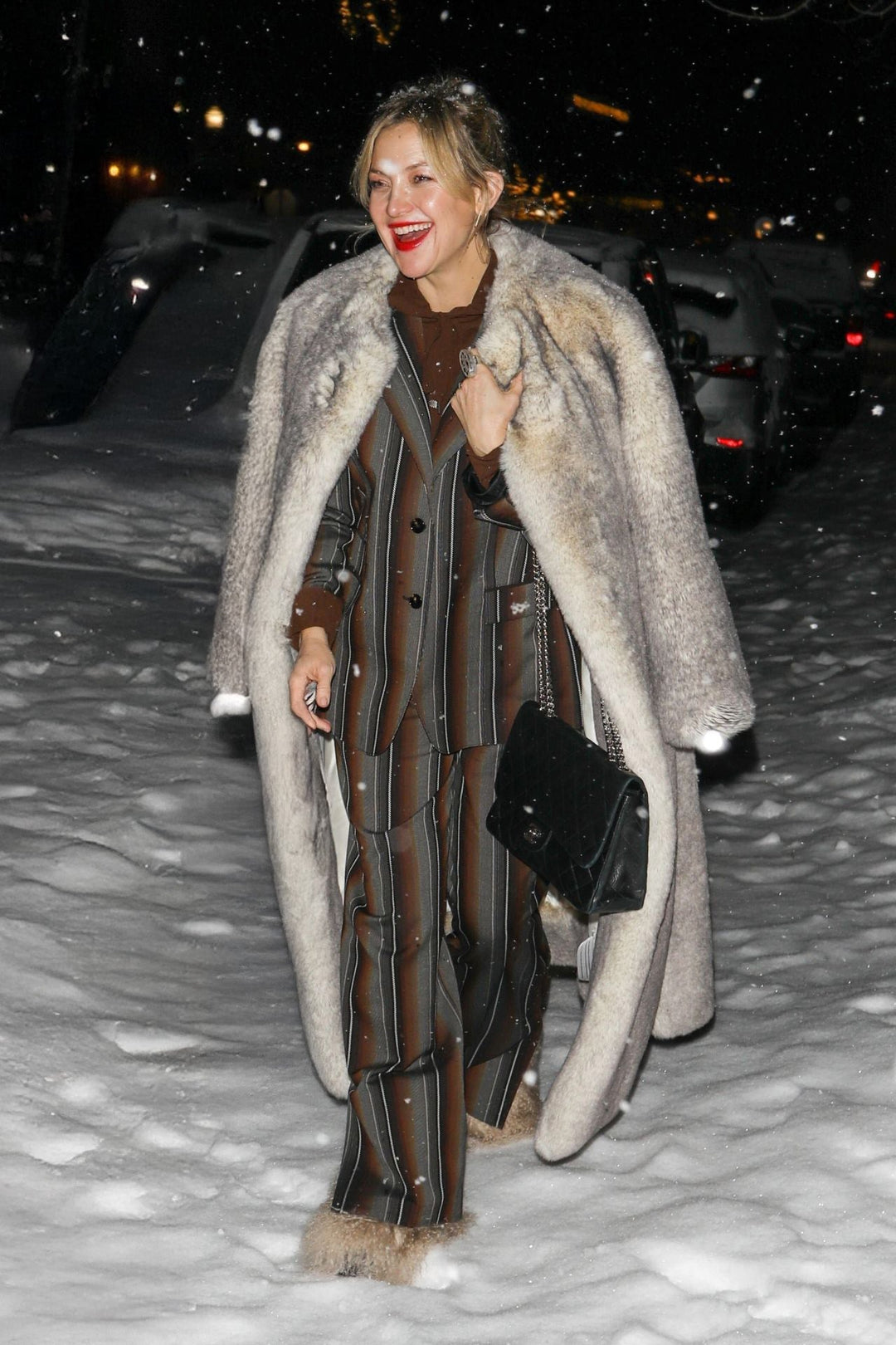 Kate Hudson wears Cleo Mongolian Blonde Boots in Aspen