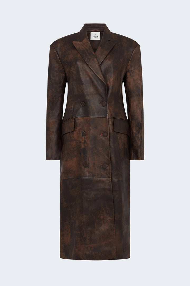 Aggie Distressed Leather Coat