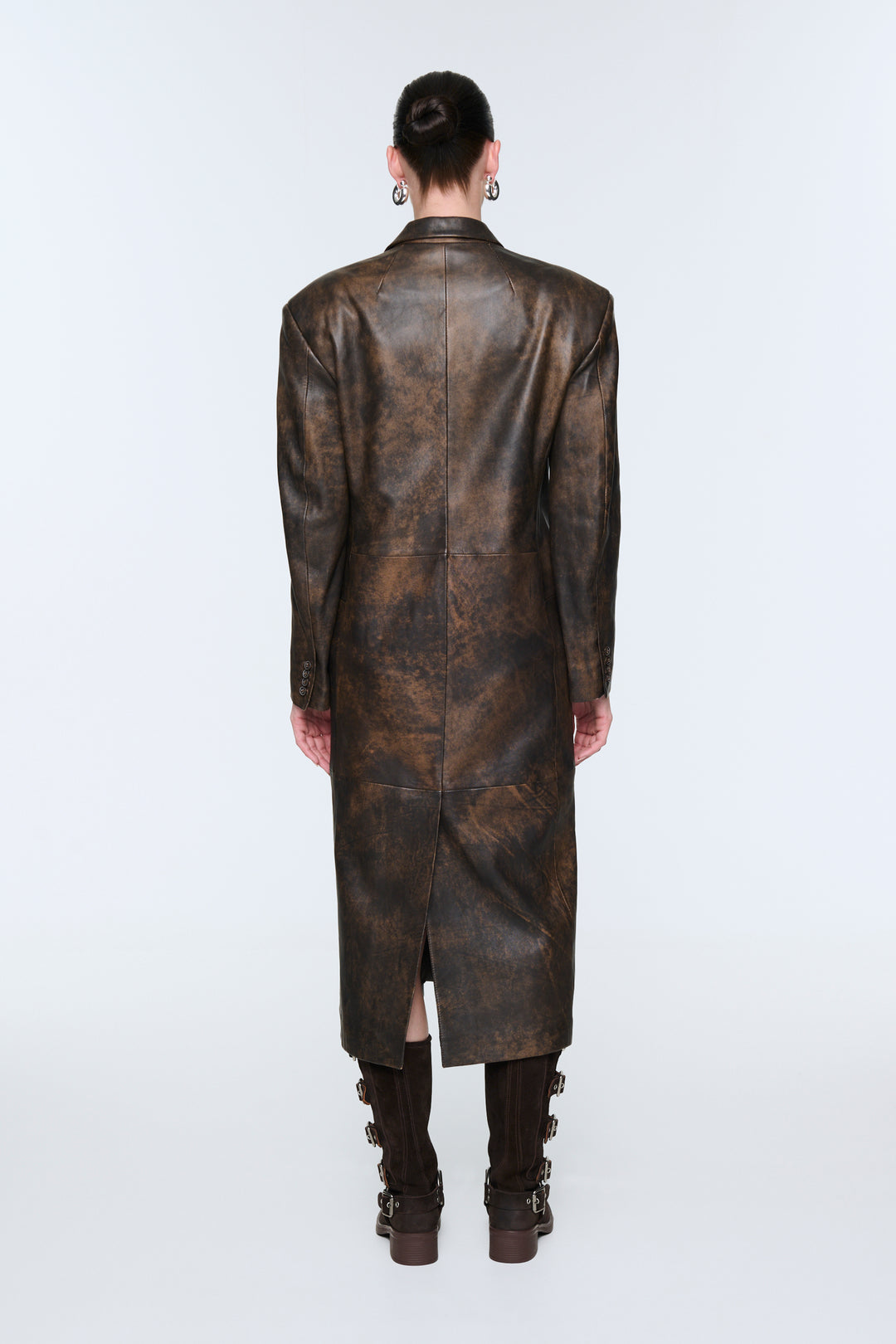 Aggie Distressed Leather Coat