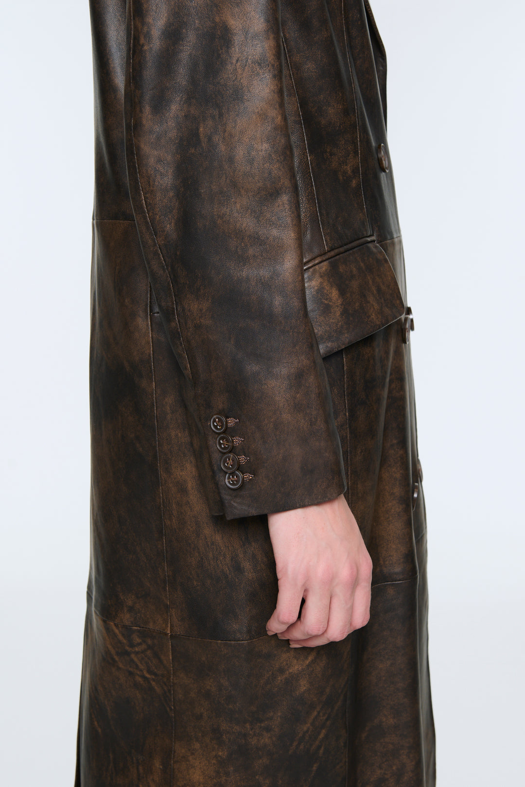 Aggie Distressed Leather Coat