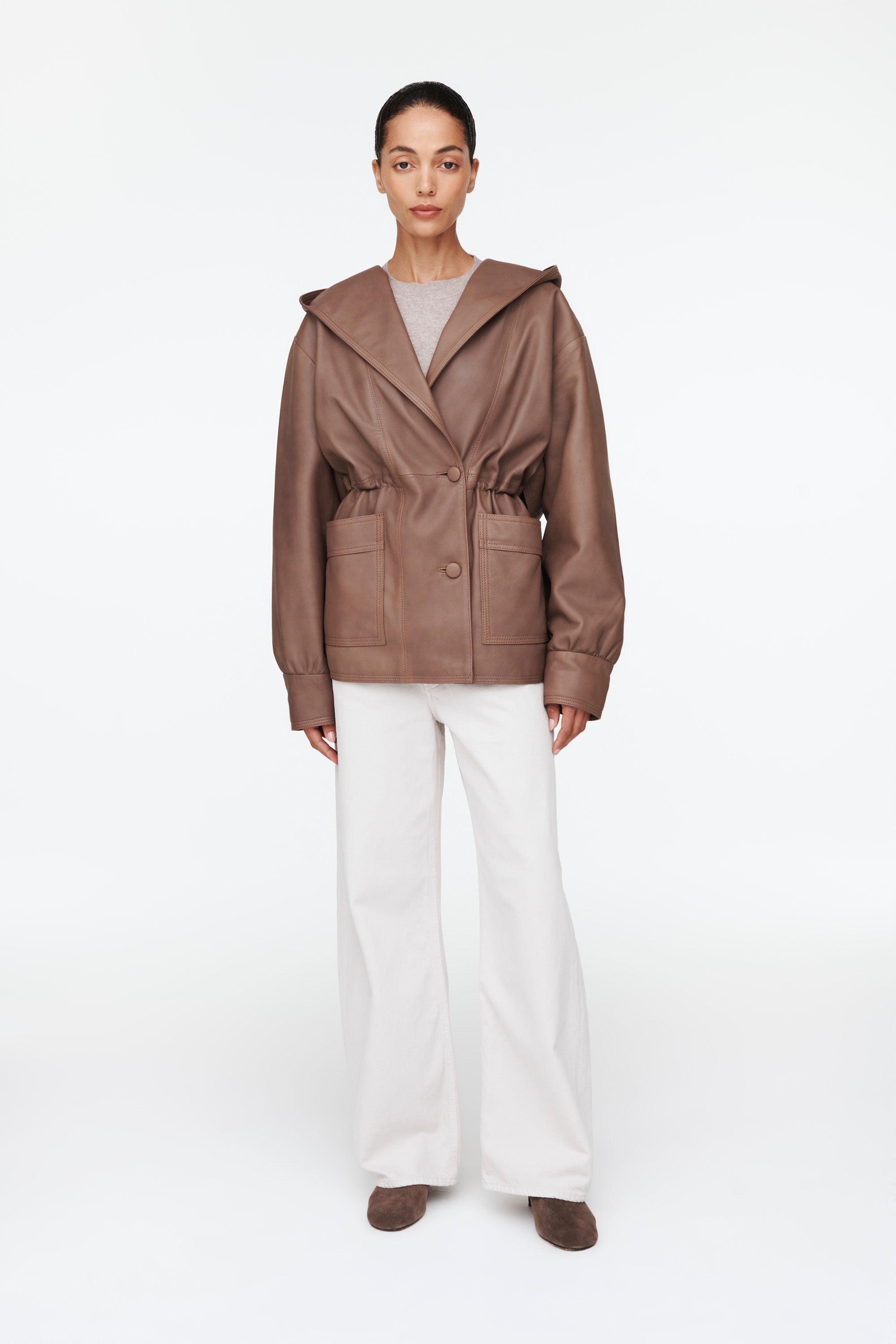 Alice Leather Hooded Jacket