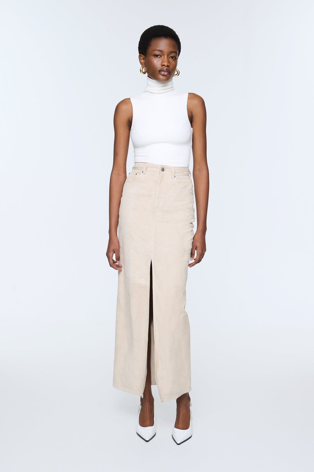 Maxi Skirt Button Down Skirt Cream Basic Editions Skirts Vintage