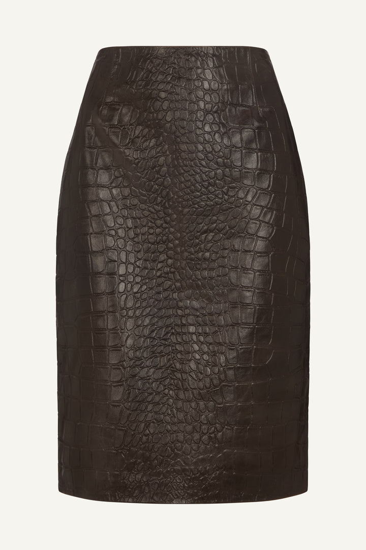 Chloe Croc Leather Skirt