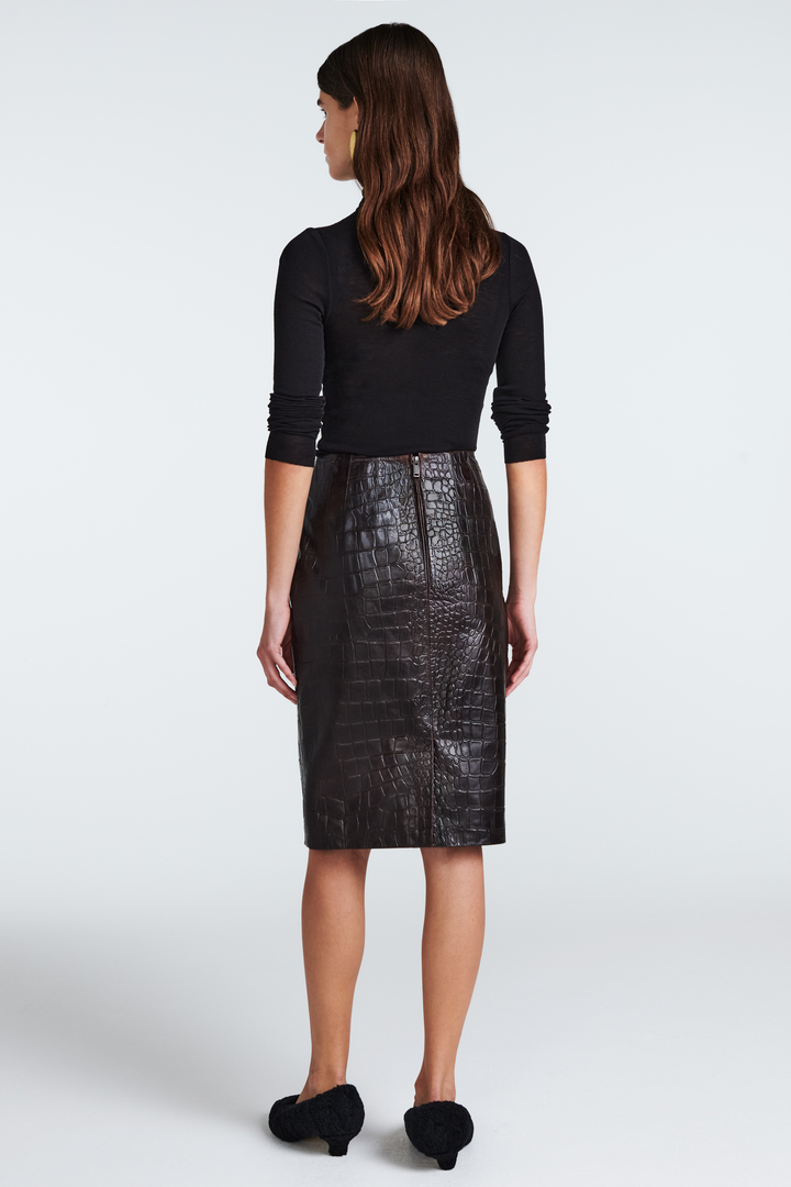 Chloe Croc Leather Skirt