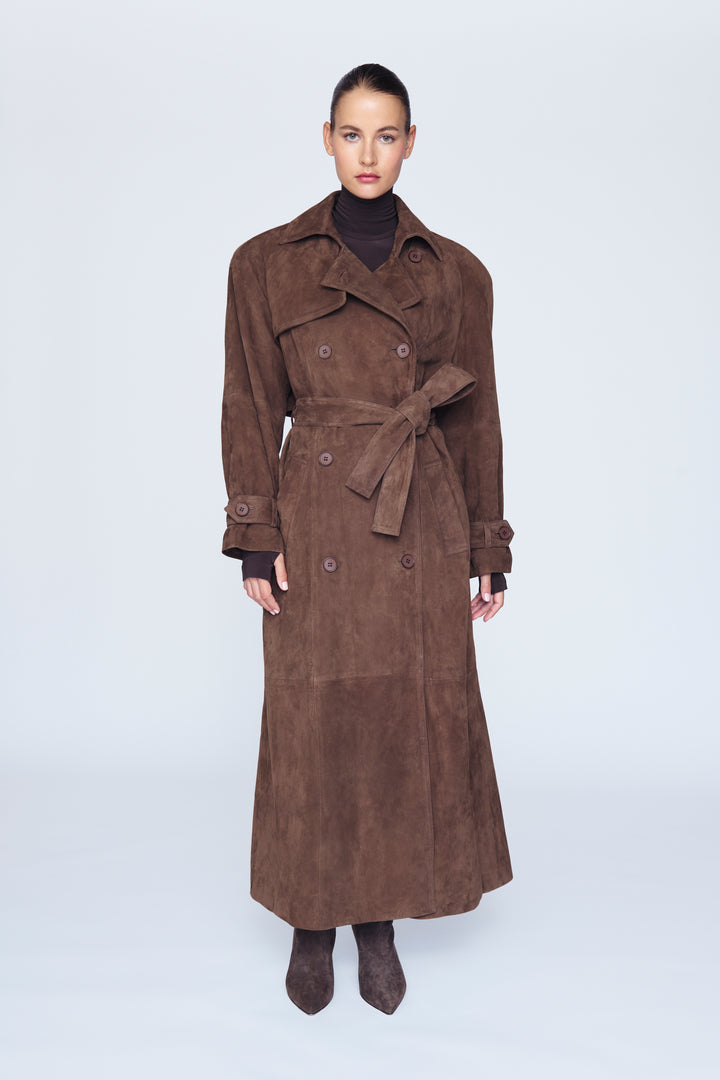 Corrin Suede Trench Coat - Pre Order