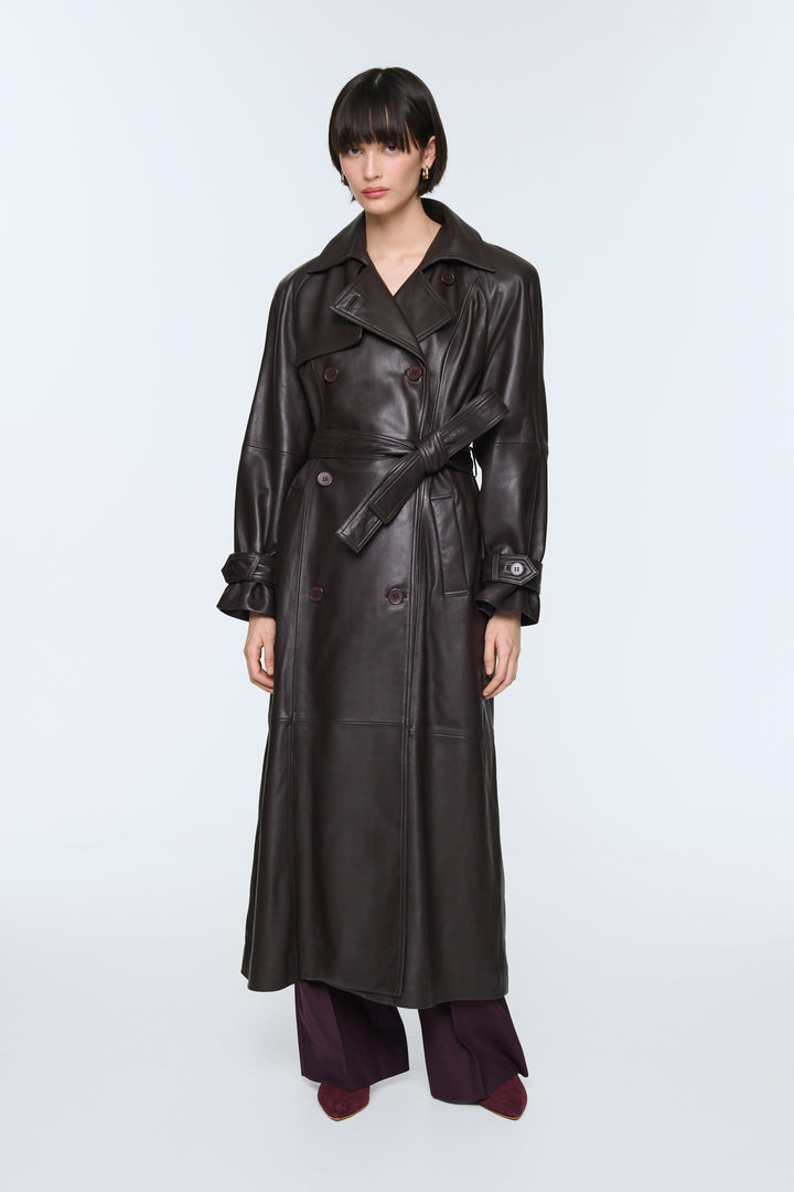 Corrin Leather Trench Coat