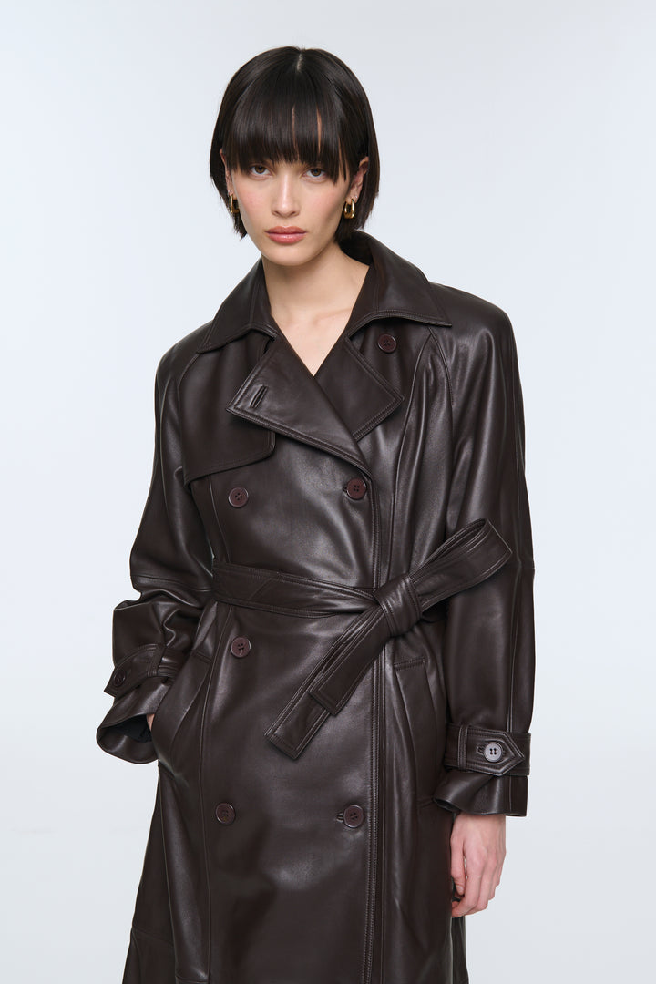 Corrin Leather Trench Coat