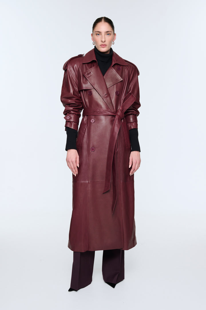 Corrin Leather Trench Coat