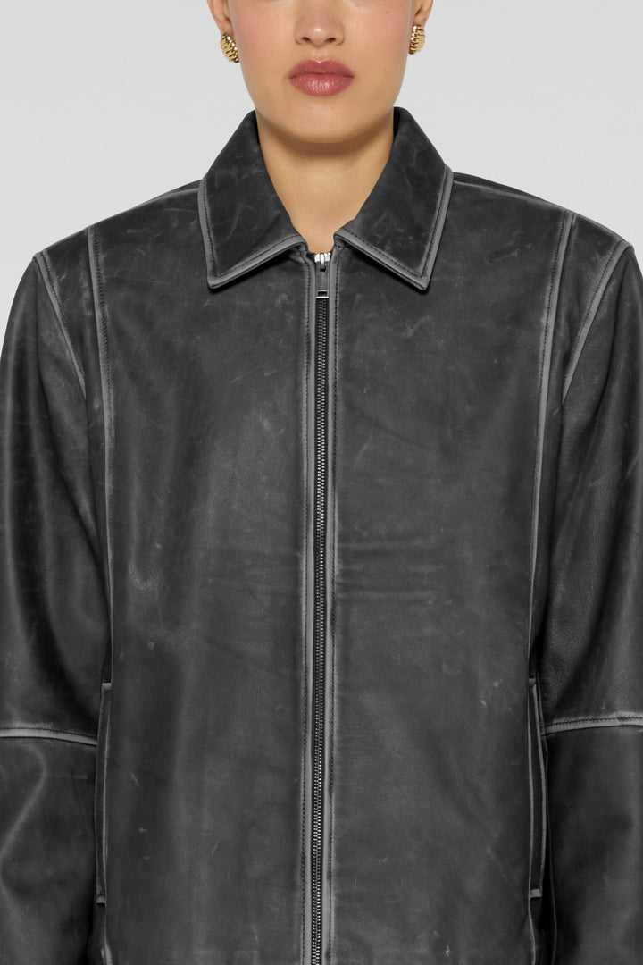 Gia Distressed Leather Jacket