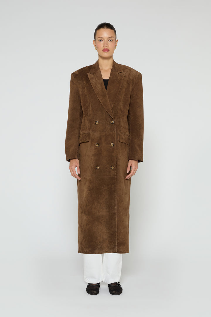 Aggie Suede Leather Coat