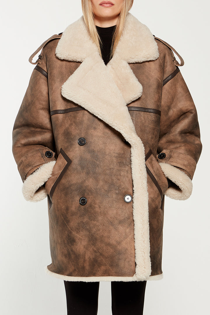 Emily Distressed Shearling Coat