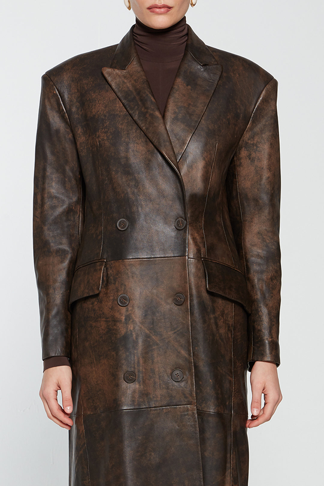 Aggie Distressed Leather Coat