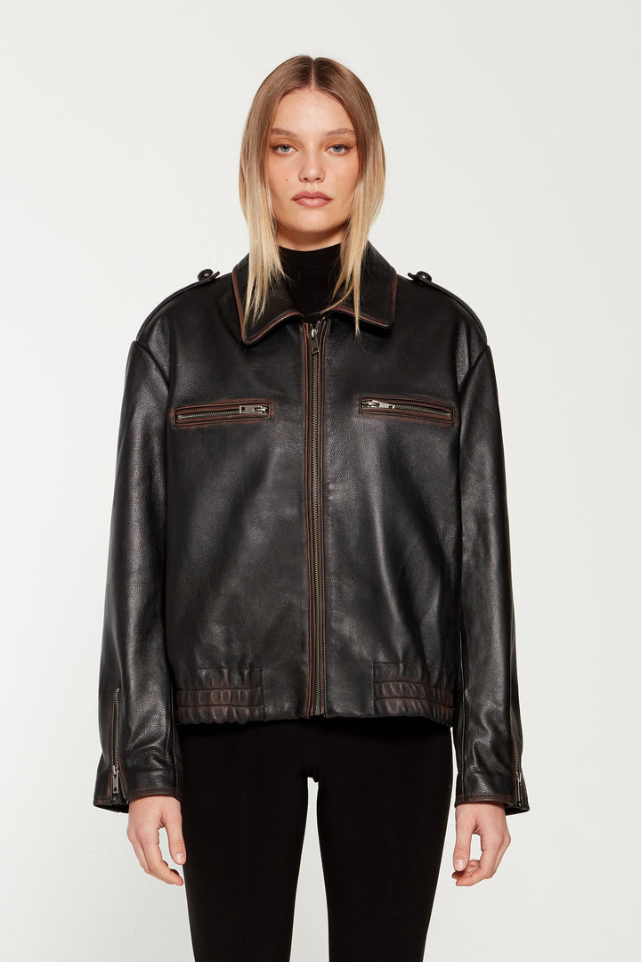 Sadie Vintage Leather Jacket - Brown (W/S) £675