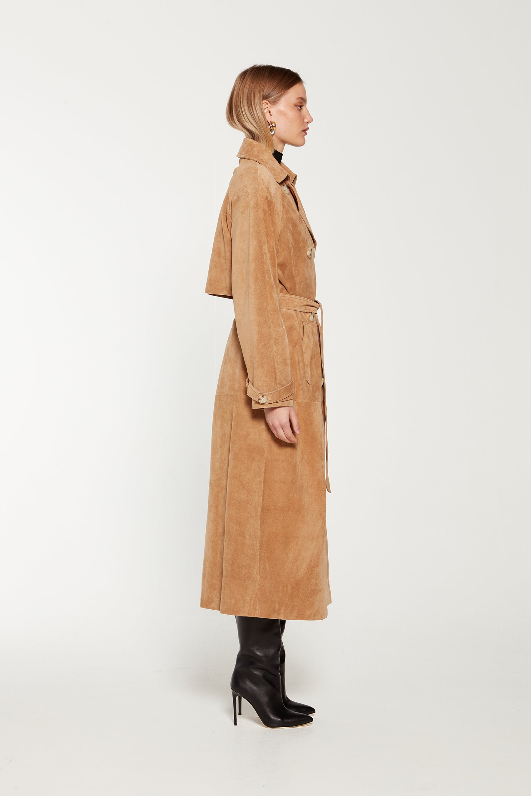 Beige suede outlet trench coat