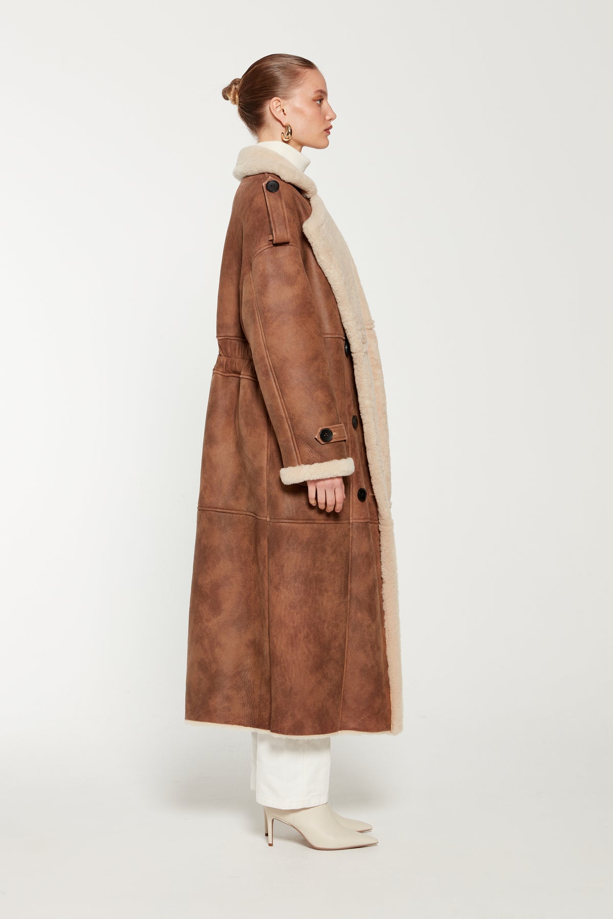 Evander Shearling Maxi Coat – DUCIE