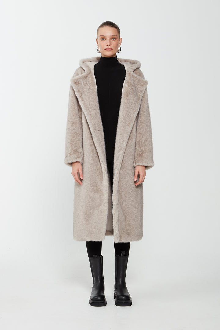 Maxim Faux Hooded Coat