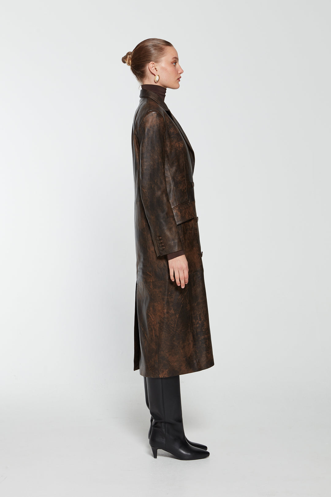 Aggie Distressed Leather Coat