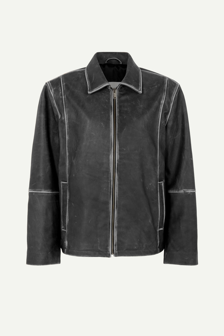 Gia Distressed Leather Jacket