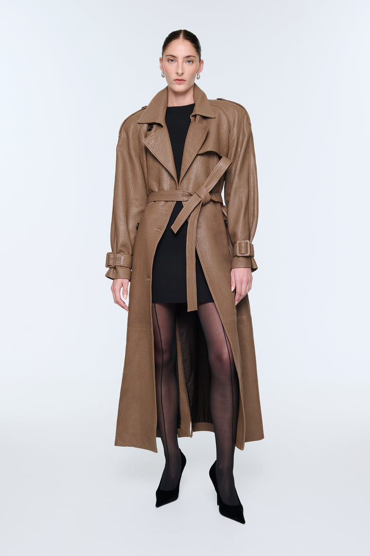 Everly Leather Trench Coat