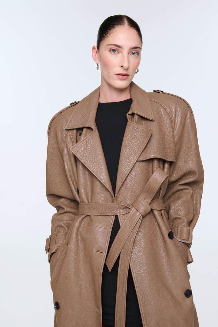 Everly Leather Trench Coat