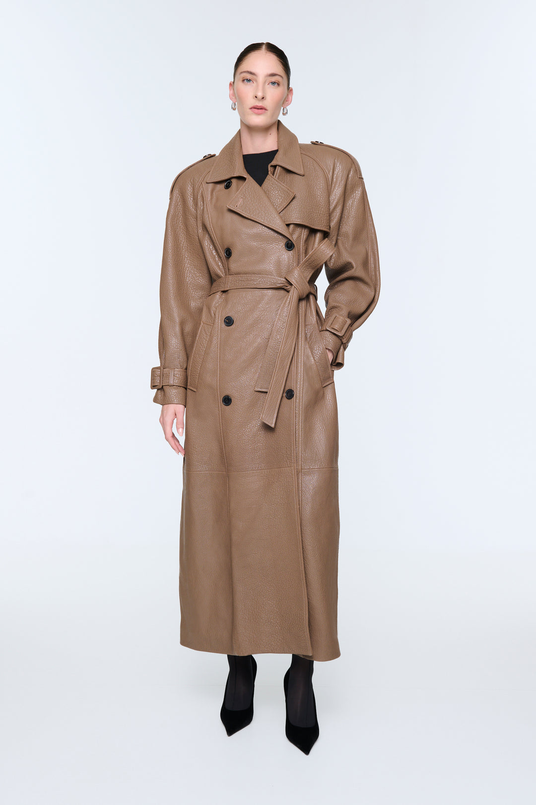 Everly Leather Trench Coat