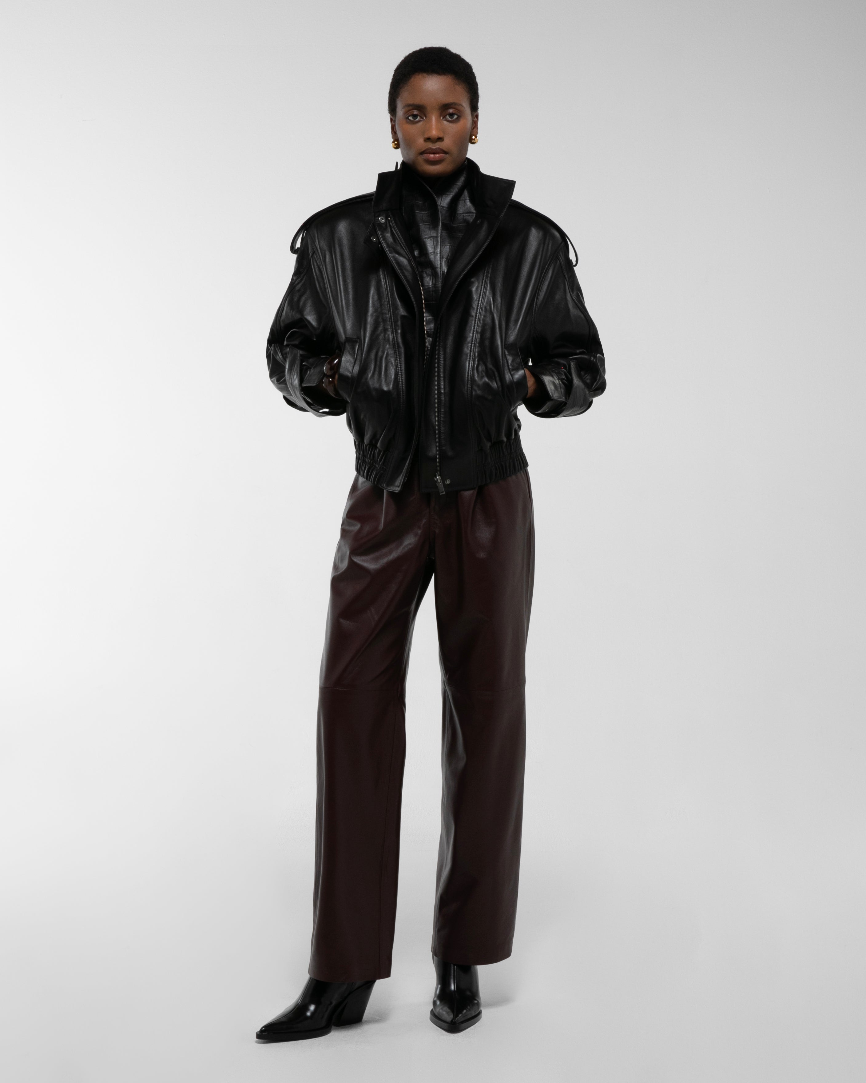 Fiona Leather Bomber