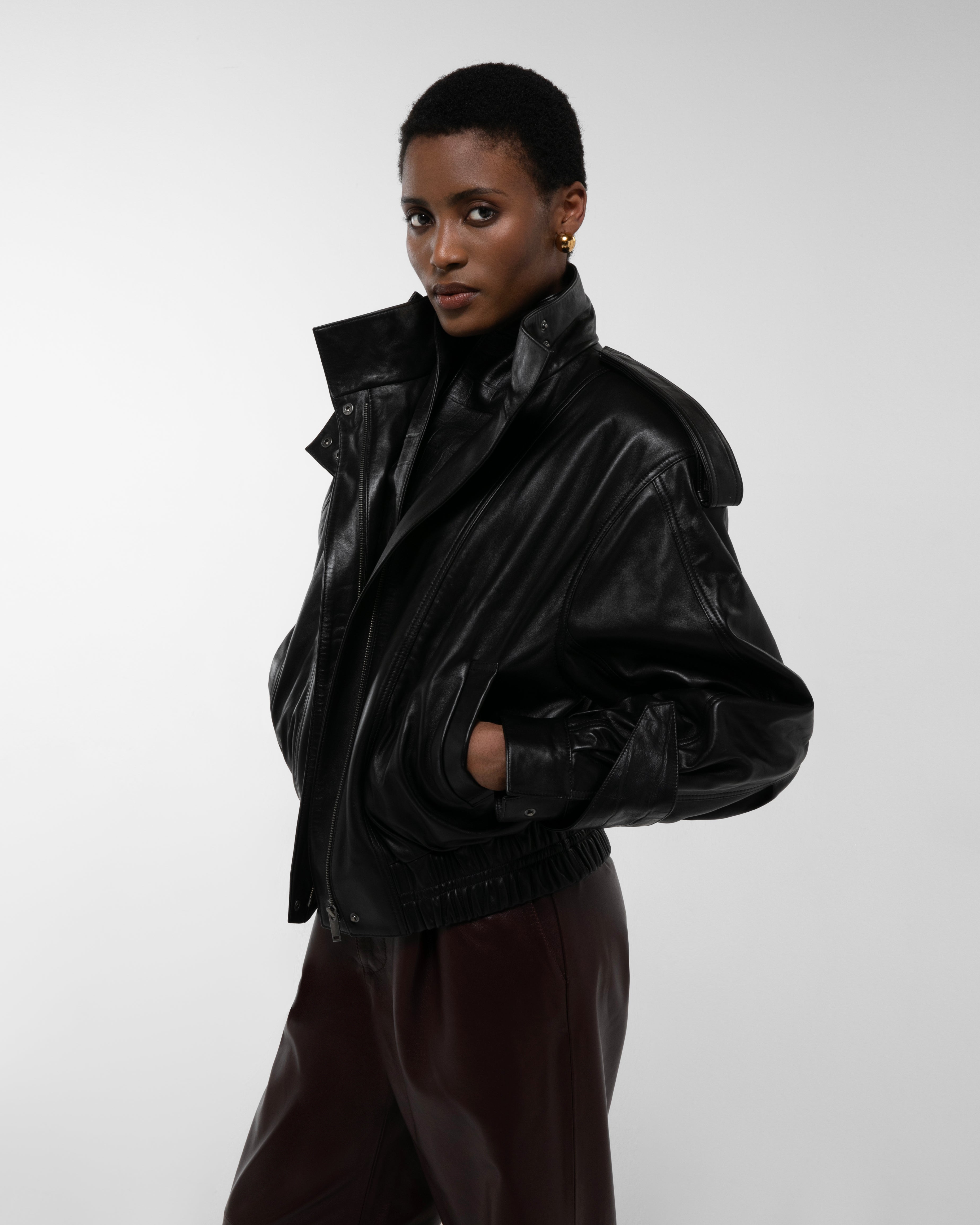 Fiona Leather Bomber