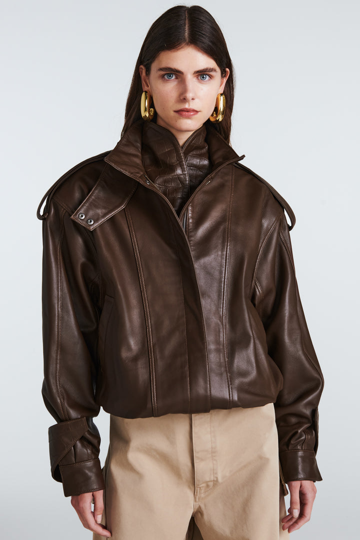 Fiona Leather Bomber