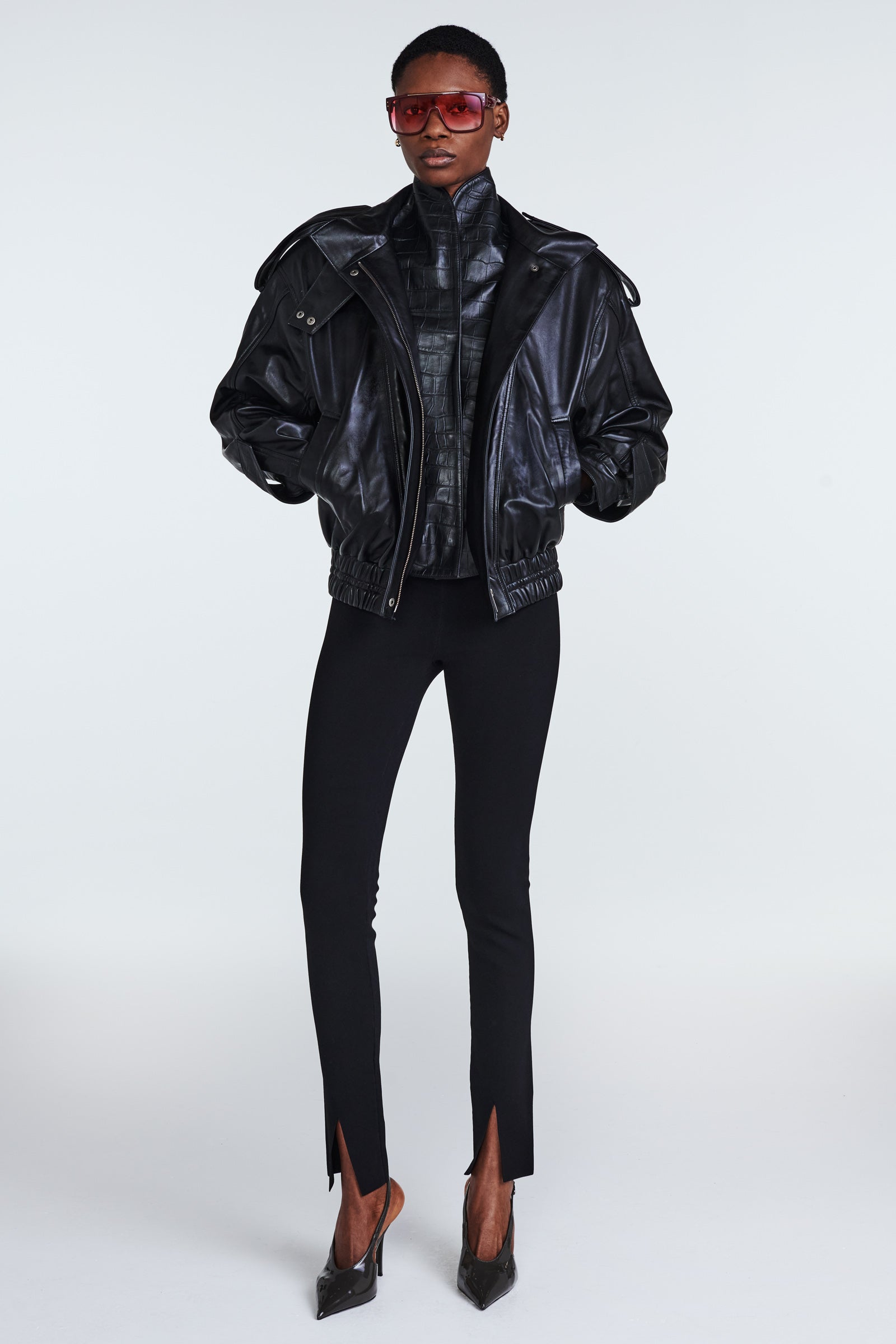 Fiona Leather Bomber