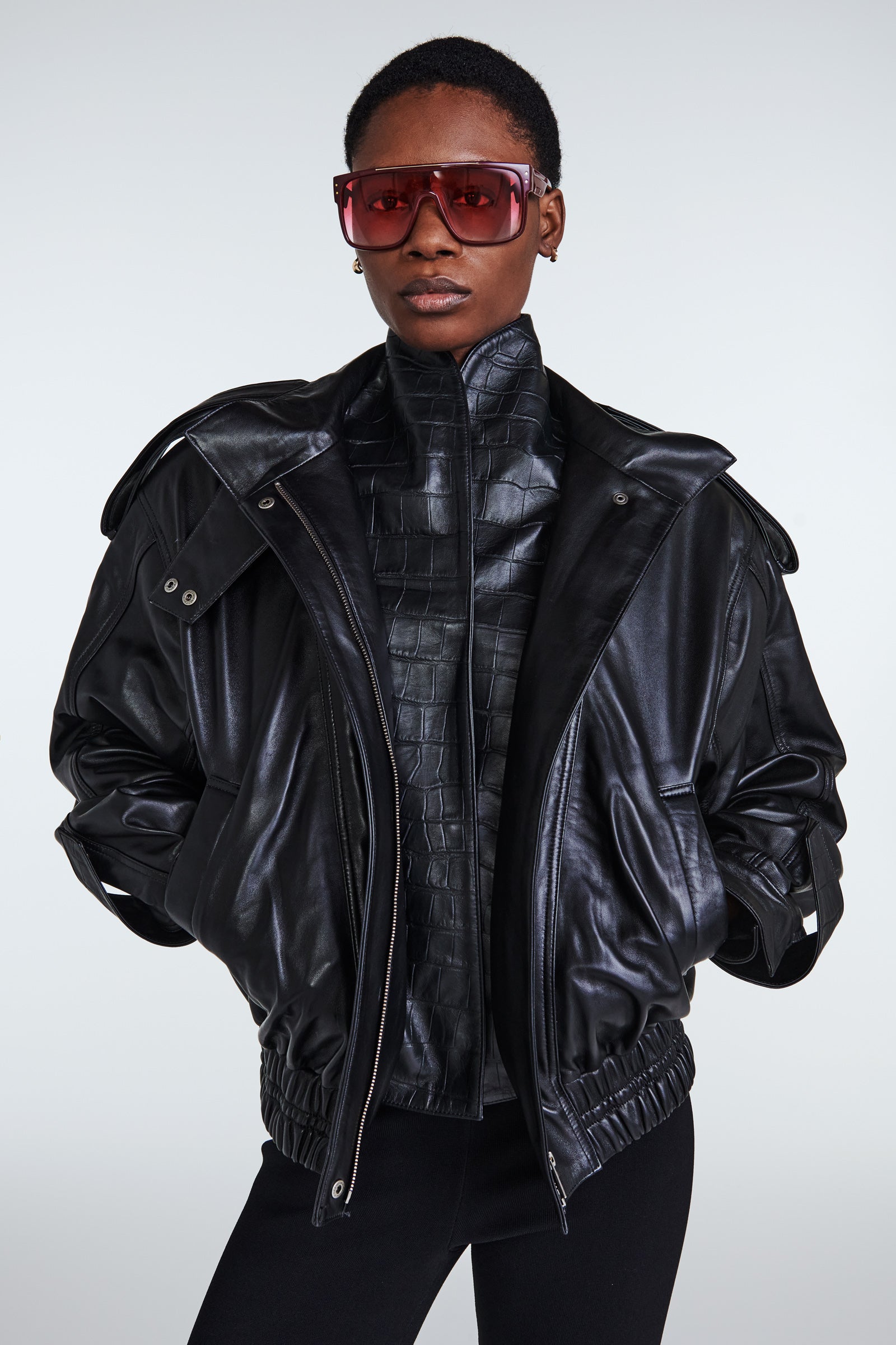 Fiona Leather Bomber