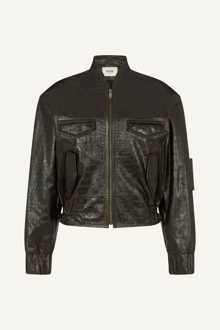 Frankie Croc Leather Bomber