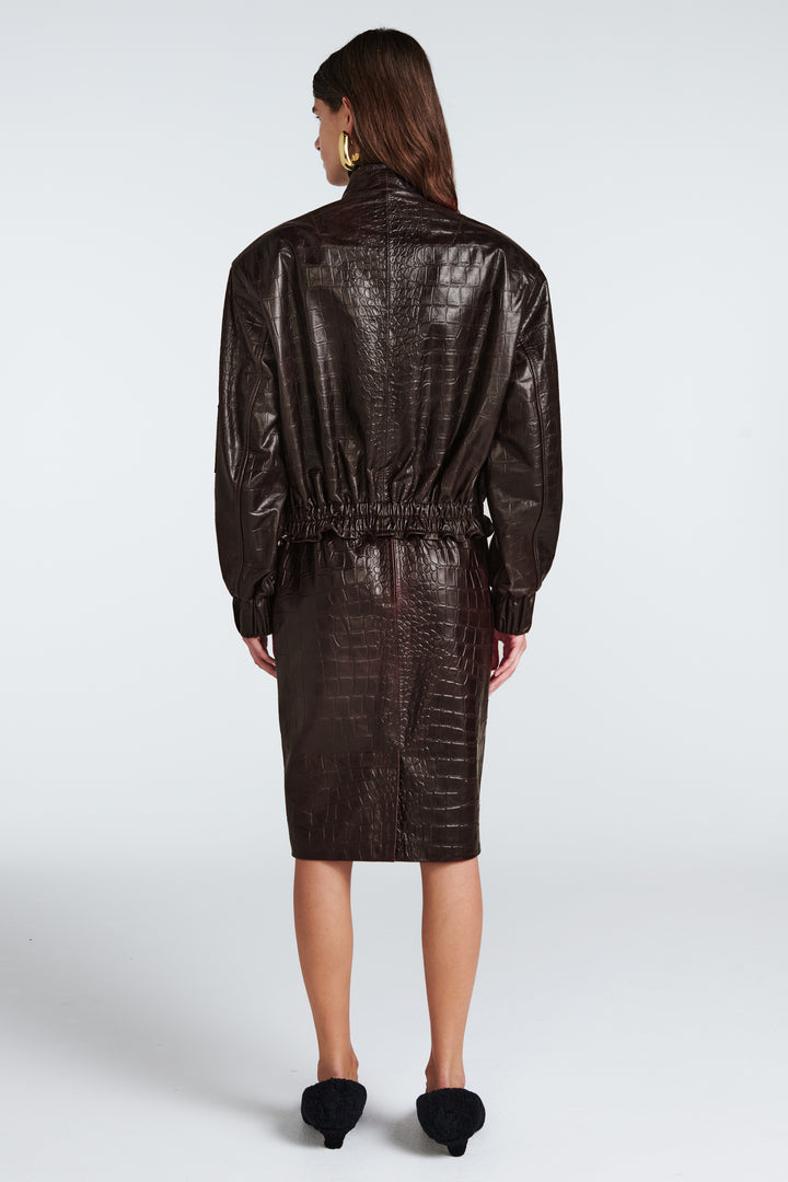 Frankie Croc Leather Bomber