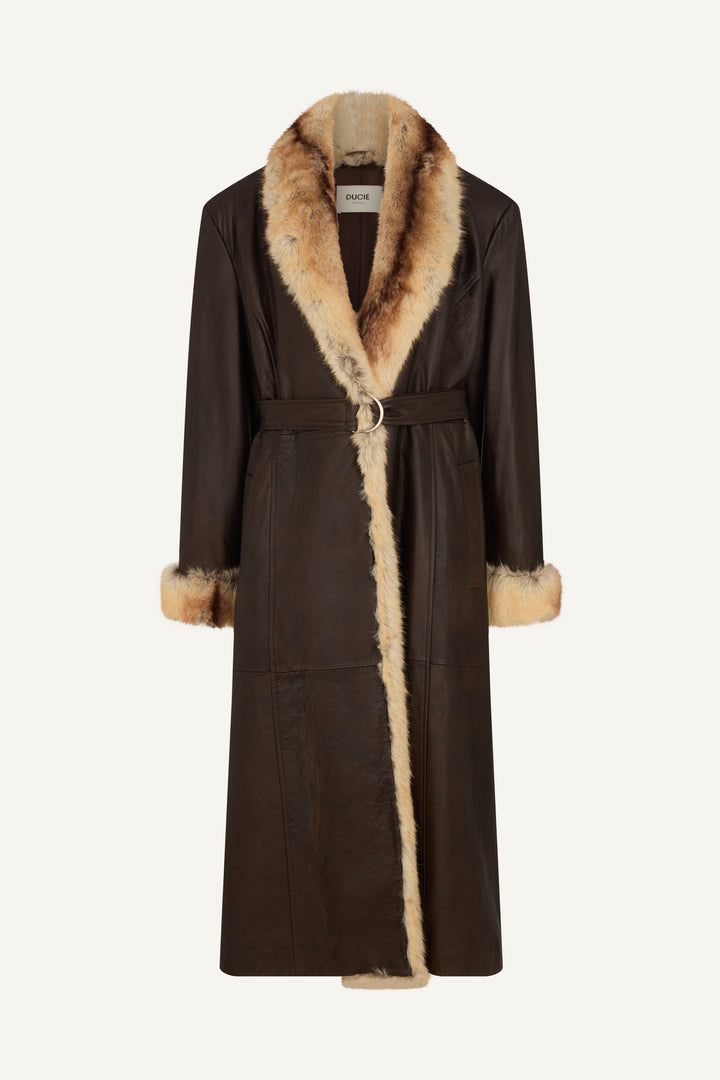 Freya Leather and Faux Fur Coat