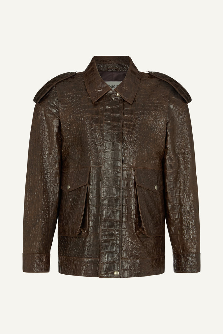 Opal Croc Leather Jacket
