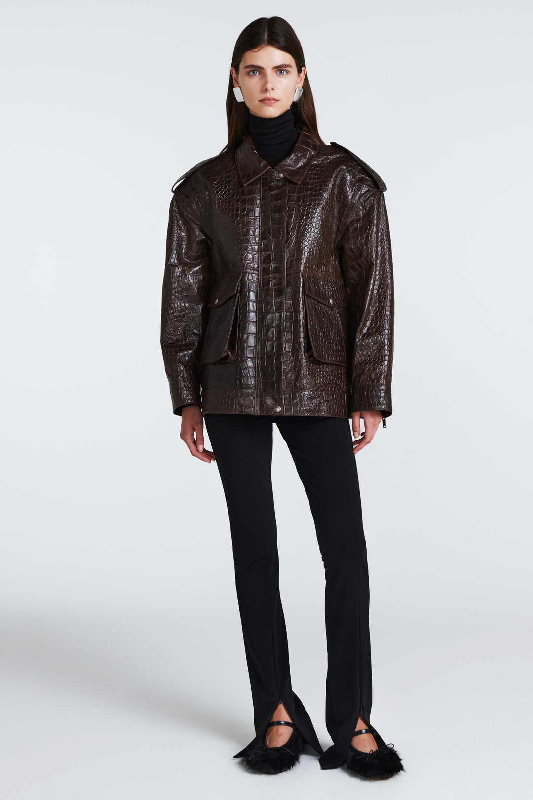 Opal Croc Leather Jacket