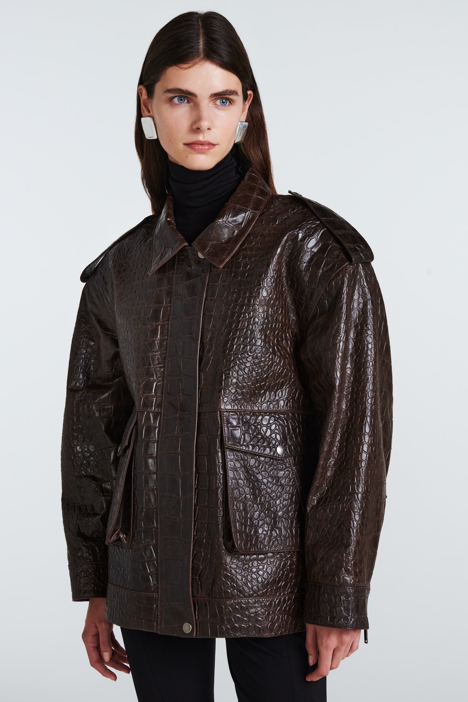 Opal Croc Leather Jacket