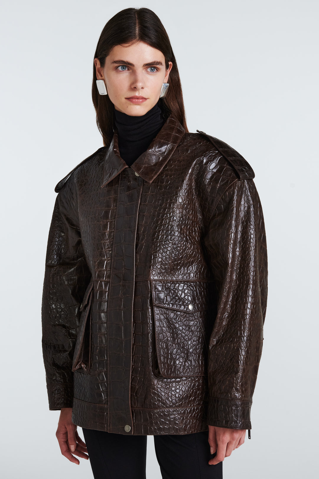 Opal Croc Leather Jacket