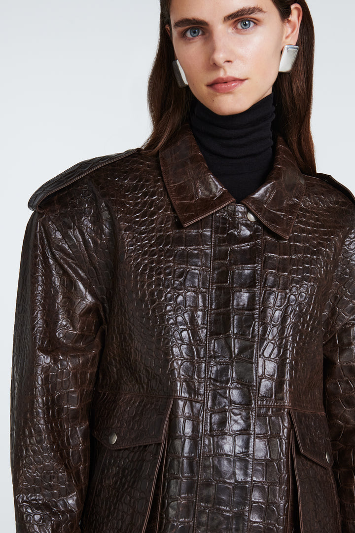 Opal Croc Leather Jacket