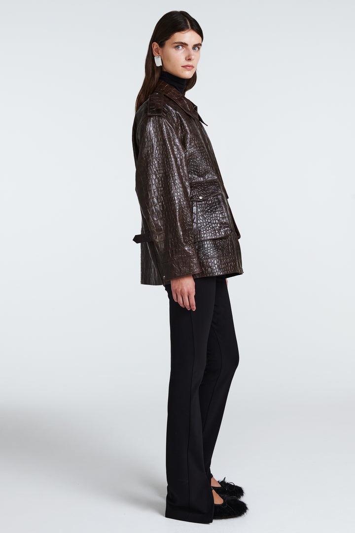 Opal Croc Leather Jacket
