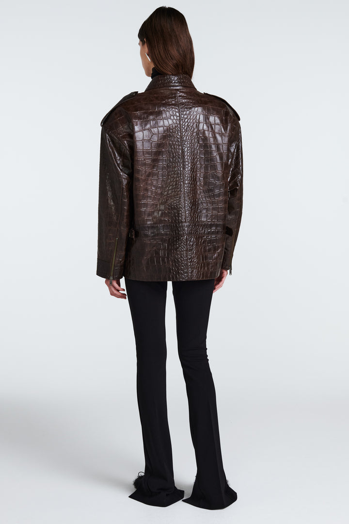 Opal Croc Leather Jacket