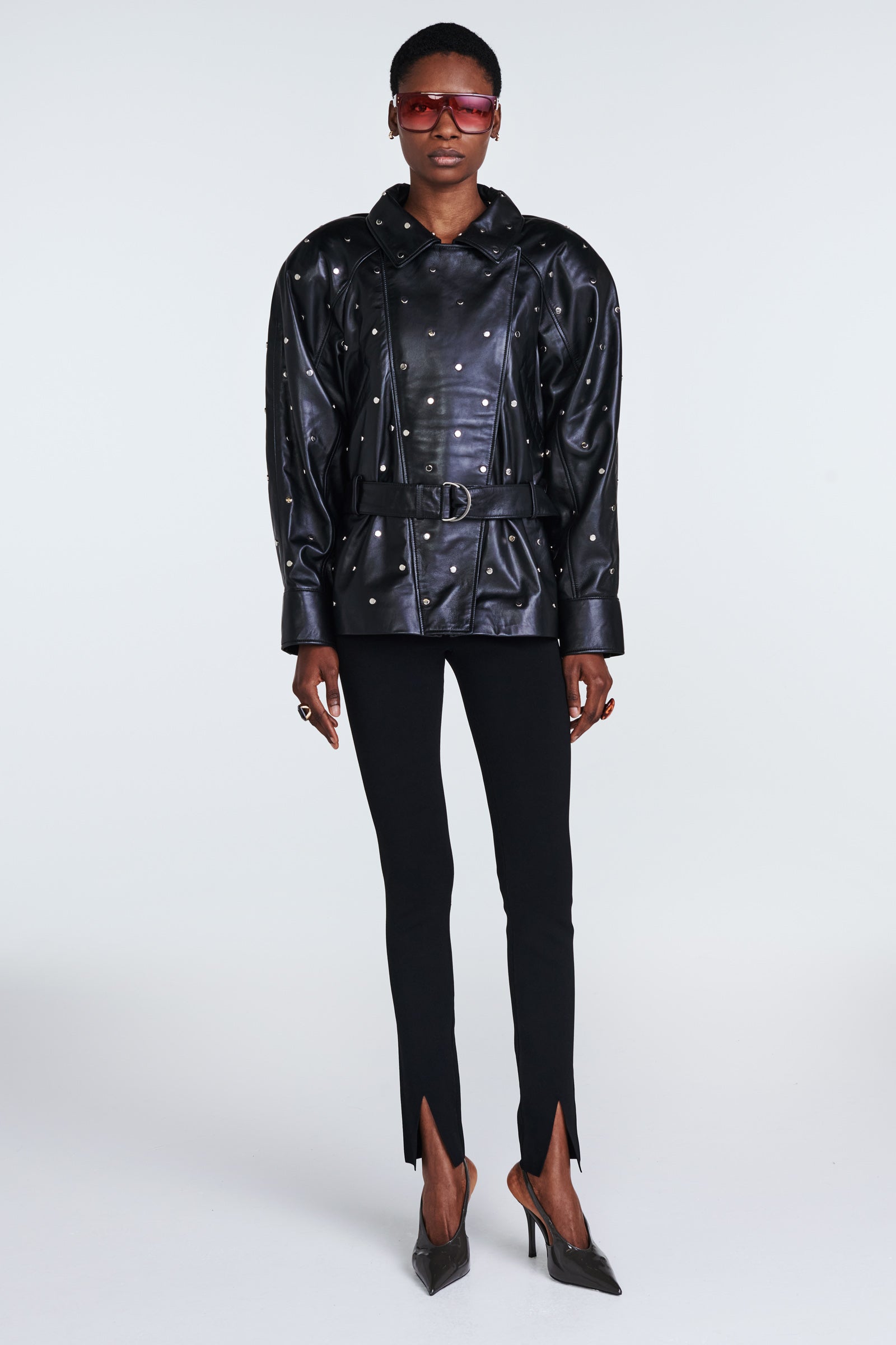 Sadie Leather Studded Jacket