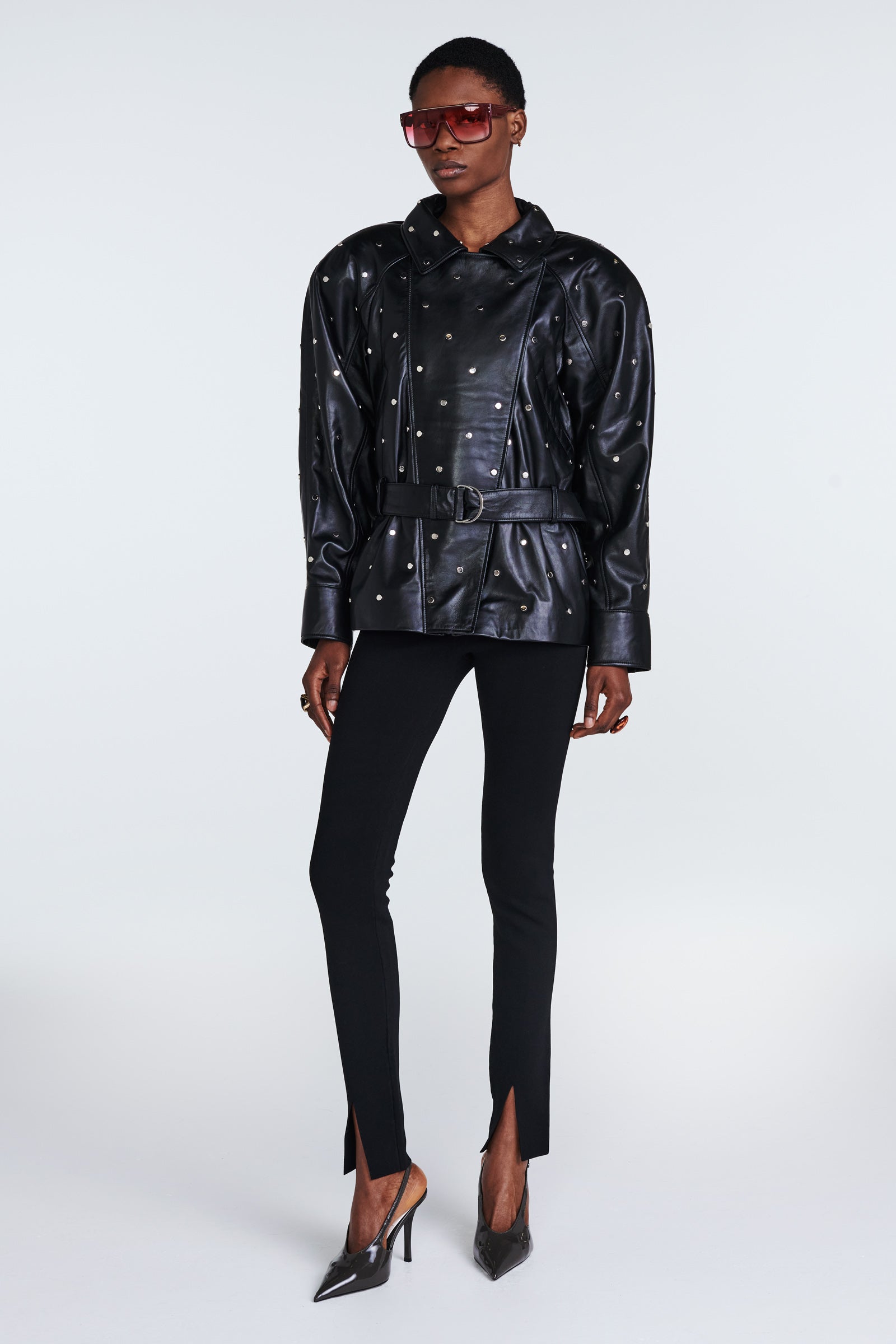 Sadie Leather Studded Jacket