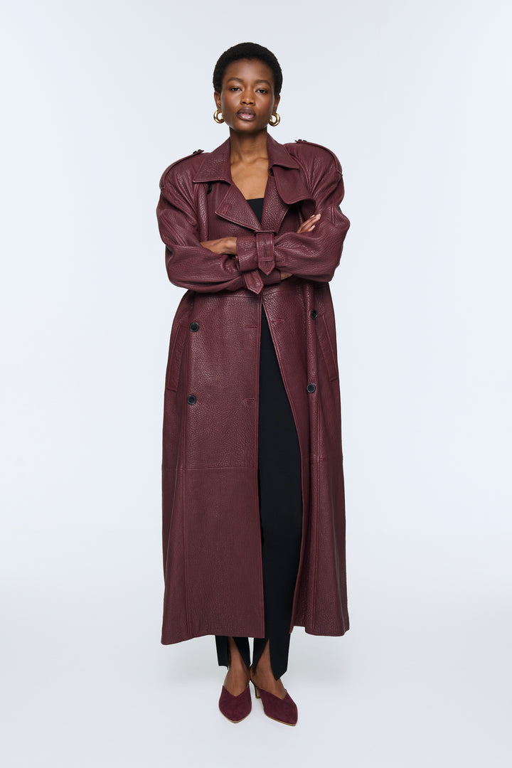 Everly Leather Trench Coat