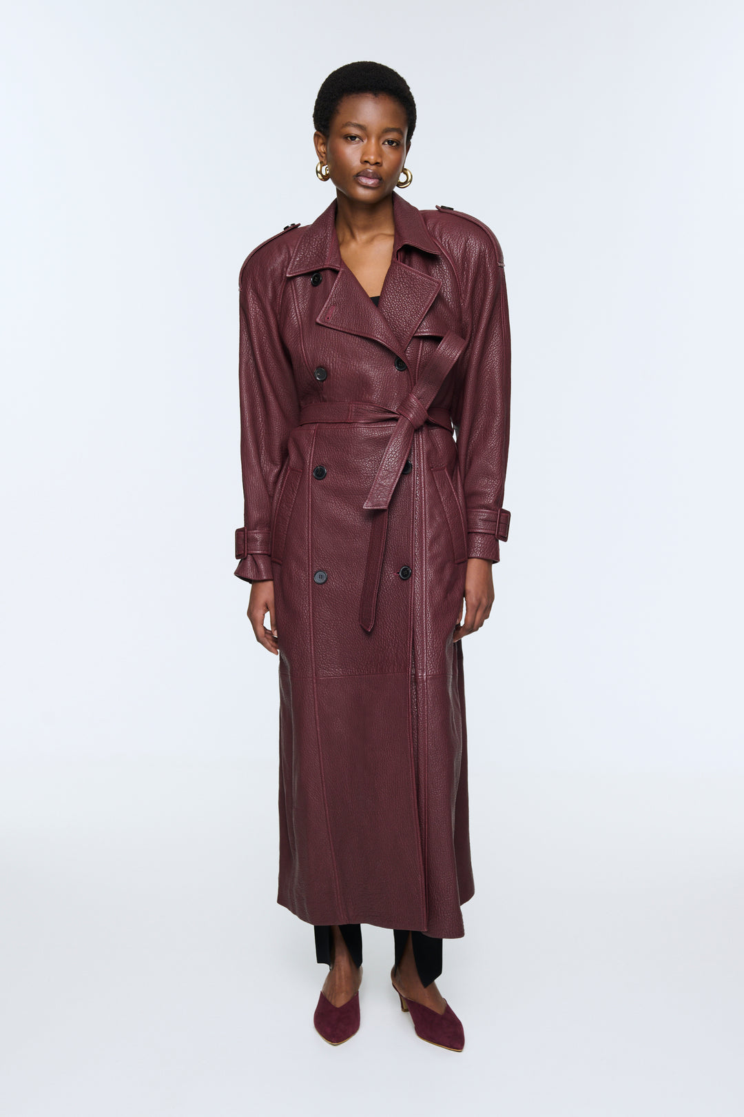 Everly Leather Trench Coat