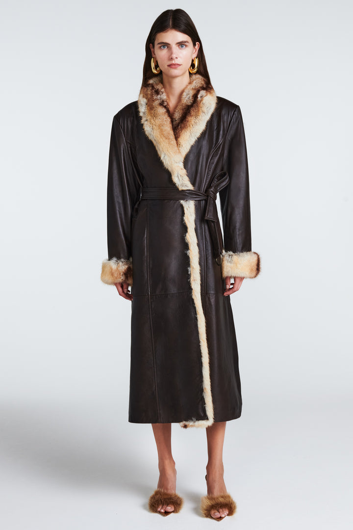 Freya Leather and Faux Fur Coat