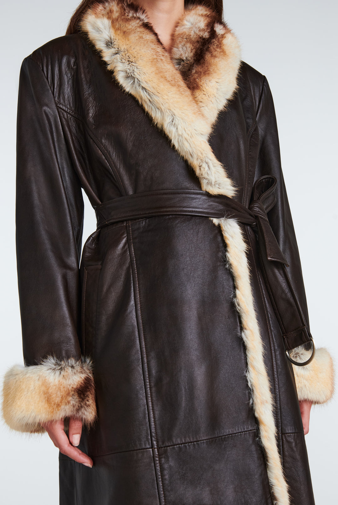 Freya Leather and Faux Fur Coat