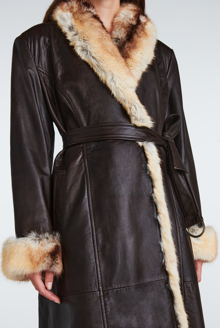 Freya Leather and Faux Fur Coat