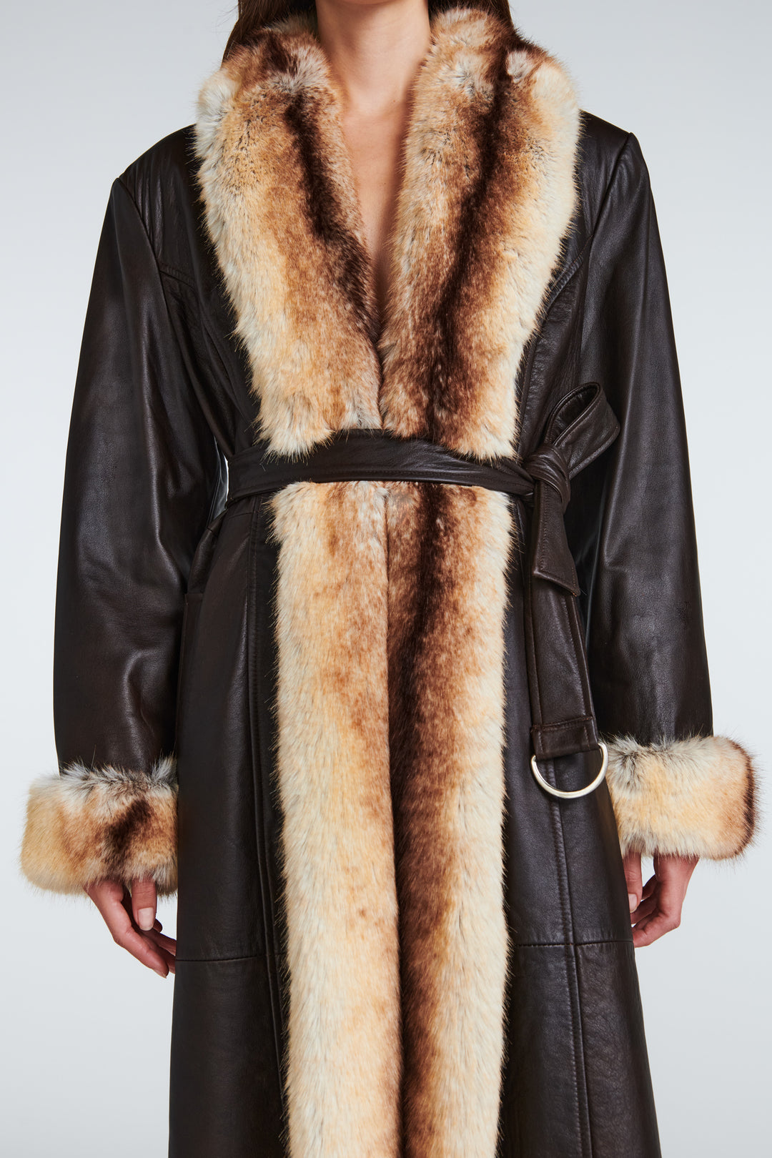 Freya Leather and Faux Fur Coat