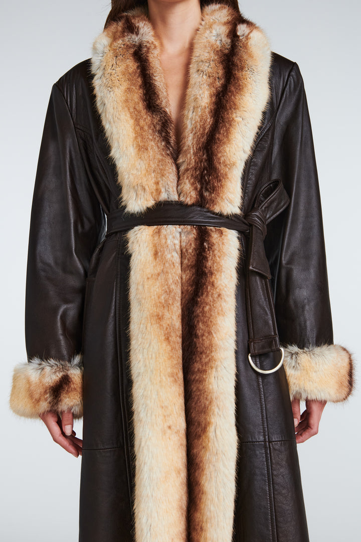 Freya Leather and Faux Fur Coat