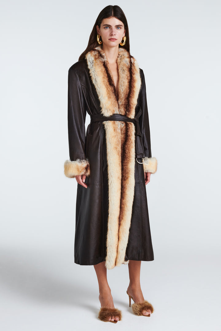 Freya Leather and Faux Fur Coat